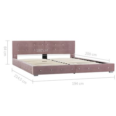 vidaXL إطار سرير وردي مخمل 180×200 سم