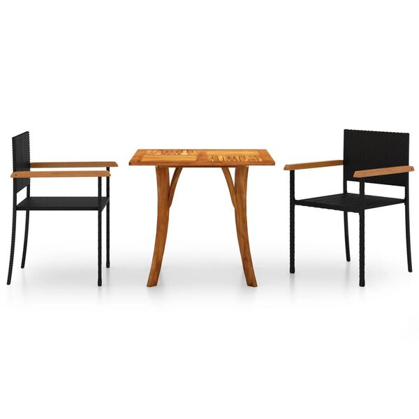 VidaXL طقم سفرة للحديقة 3 قطع لون أسود