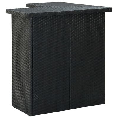 vidaXL طاولة بار ركنية أسود 100×50×105 سم بولي روطان