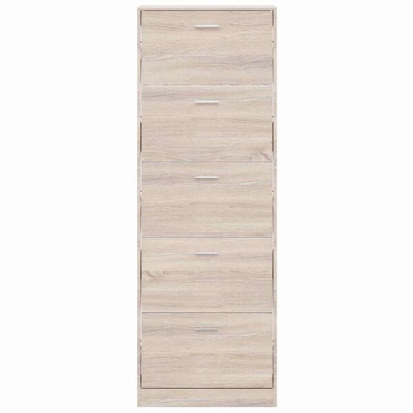 241241 خزانة أحذية خشبية بمظهر خشب البلوط مع 5 حجيرات