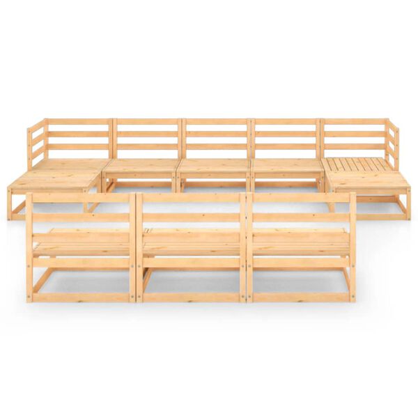 vidaXL طقم جلسة حديقة 10 قطع خشب صنوبر صلب