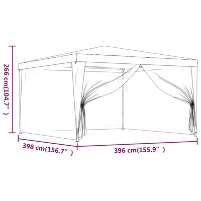 vidaXL خيمة حفلات مع 4 جدران جانبية شبكية أزرق 4×4 م HDPE