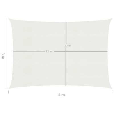 vidaXL مظلة شراعية 160 جم/م² أبيض 3×4 م HDPE