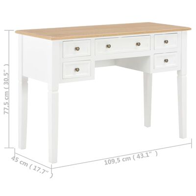vidaXL طاولة كتابة أبيض 77.5x45x109.5 سم خشب