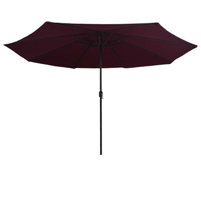 vidaXL مظلة شمسية خارجية مع عمود معدن 390 سم أحمر بوردو