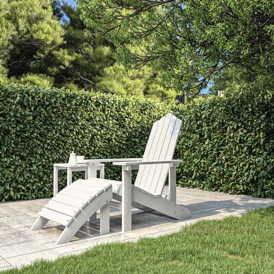 vidaXL كرسي حديقة آديرونداك مع مسند قدم HDPE أبيض