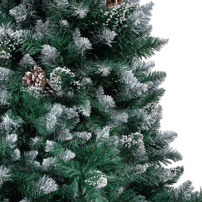 vidaXL شجرة كريسماس صناعية مع أكواز صنوبر وثلج أبيض 150 سم