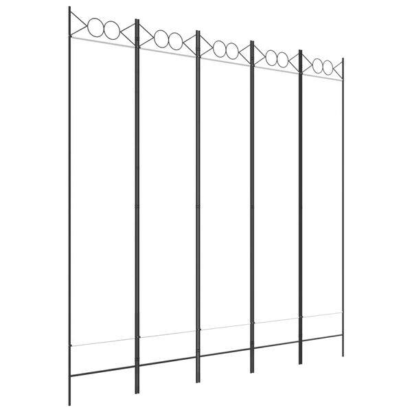 vidaXL مقسم غرفة 5-ألواح أبيض 200×200 سم قماش