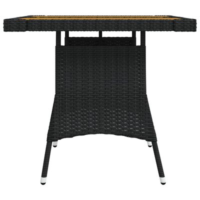 vidaXL طاولة حديقة أسود 70×70×72 سم بولي روطان وخشب أكاسيا صلب