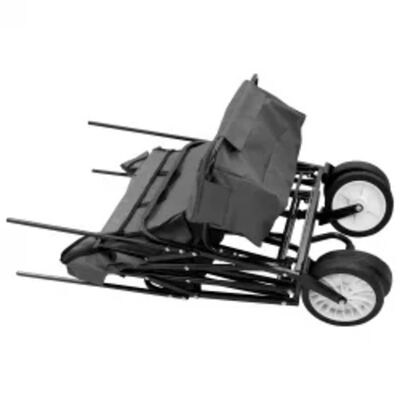 vidaXL عربة يد قابلة للطي مع مظلة فولاذ رمادي