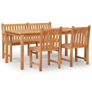 vidaXL عدد 4 قطع طقم سفرة حديقة خشب ساج صلب