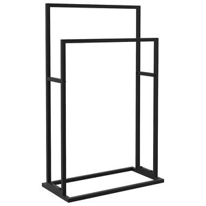 vidaXL حامل مناشف قائم بذاته لون أسود 78,5x24x48 سم حديد