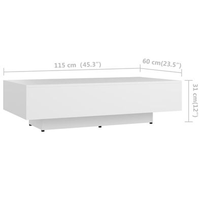 vidaXL طاولة قهوة أبيض 115×60×31 سم خشب صناعي