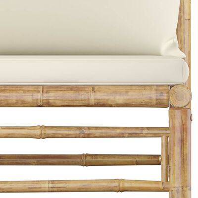vidaXL 6 Piece Garden Lounge Set with Cream White Cushions Bamboo
