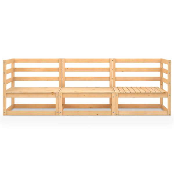 vidaXL أريكة حديقة 3-مقاعد خشب صنوبر صلب