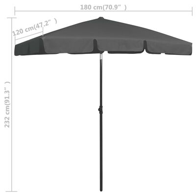 vidaXL مظلة شاطئ أنثراسيت 180×120 سم