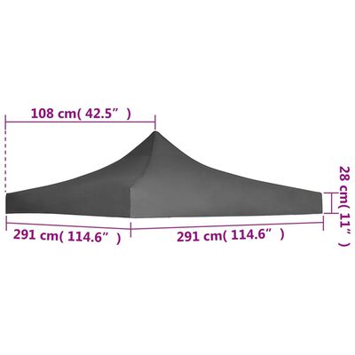 vidaXL سقف خيمة حفلات 3×3 م أنثراسيت
