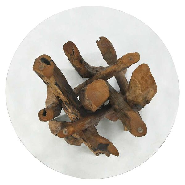 vidaXL طاولة قهوة خشب ساج صلب مجروف 60 سم