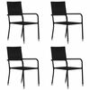 vidaXL كراسي سفرة حديقة 4 قطع قابلة للرص لون أسود بولي روطان