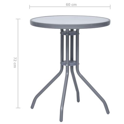 vidaXL طاولة حديقة لون رمادى فاتح 60 سم فولاذ وزجاج
