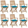 3074959 vidaXL Folding Garden Chairs 6 pcs with Cushions Solid Acacia Wood (313601+313602+314874) - Untranslated