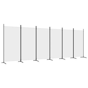 vidaXL مقسم غرفة 6-ألواح أبيض 520&times;180 سم قماش