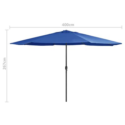 vidaXL مظلة شمسية خارجية مع عمود معدن 400 سم أزرق سماوي