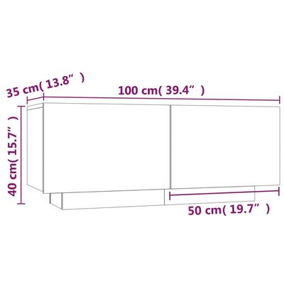 vidaXL خزانة جانب السرير سونوما رمادي 100×35×40 سم خشب صناعي