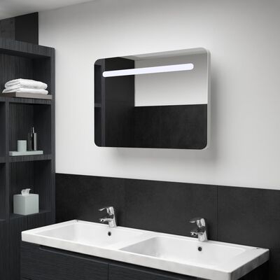 vidaXL خزانة حمام LED بمرآة 80×9.5×55 سم