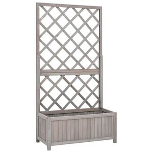 vidaXL أصيص تعريشة حديقة لون رمادي 70&times;30&times;135 سم خشب تنوب صلب