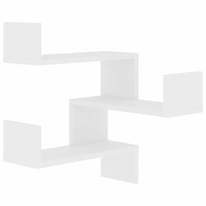 vidaXL رفوف جدارية ركنية 2 ق أبيض 40&times;40&times;50 سم خشب صناعي