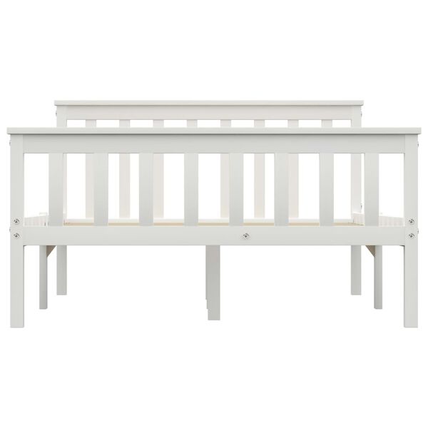 vidaXL إطار سرير دون مرتبة لون أبيض خشب صنوبر صلب 120×200 سم