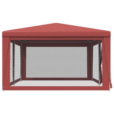 vidaXL خيمة حفلات ذات 6 جدران جانبية شبكية أحمر 6×4 م HDPE