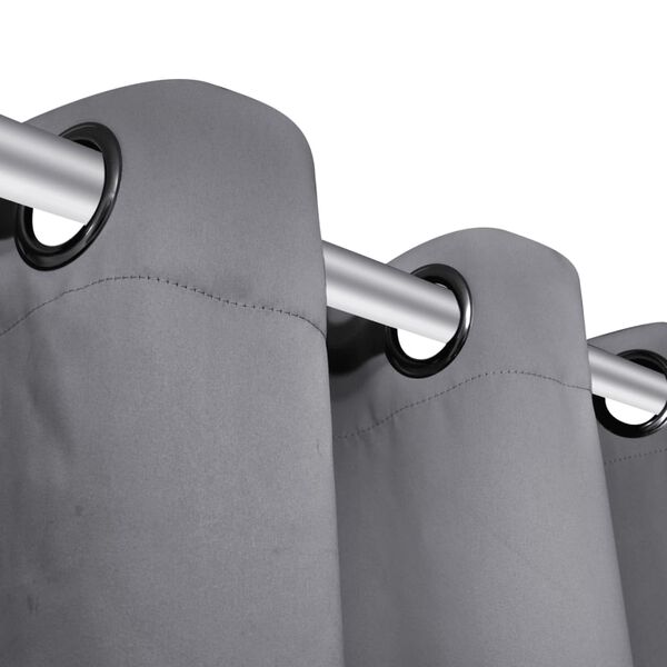 vidaXL ستائر بلاك اوت 2 ق مع فتحات معدنية 135×175 سم رمادي