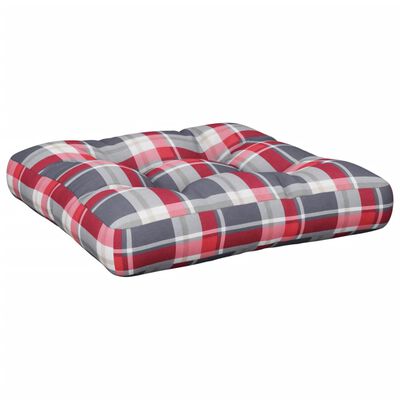 vidaXL وسادة أريكة طبلية نمط كاروهات أحمر 50×50×10 سم