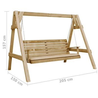 vidaXL مقعد أرجوحة حديقة خشب صنوبر مُشرَّب 205×150×157 سم
