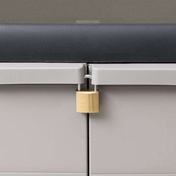 vidaXL خزانة تخزين للحديقة مع رفين أسود ورمادي