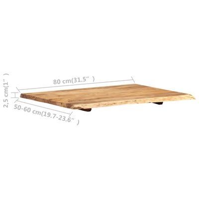 vidaXL سطح طاولة خشب سنط صلب 80×(50-60)×2.5 سم