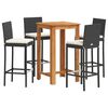 vidaXL 5 Piece Garden Bar Set Black Solid Wood Acacia and Poly Rattan (UK/IE/FI/NO only) - Untranslated