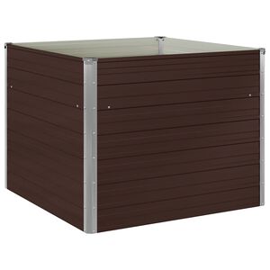 vidaXL حوض زراعي مرتفع بني 100&times;100&times;77 سم فولاذ مجلفن