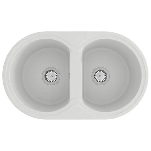 vidaXL حوض مطبخ أبيض 78 &times; 47 &times; 20.5 سم جرانيت