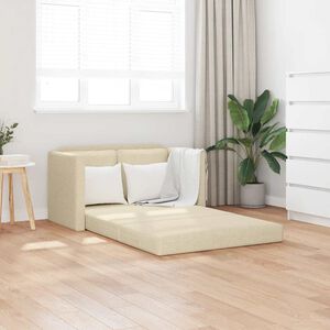 vidaXL سرير أريكة أرضي 2 في 1 لون كريمي 55x174x112 سم قماش