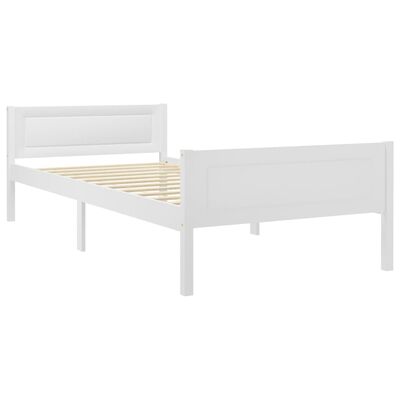 vidaXL إطار سرير خشب صنوبر صلب أبيض 90×200 سم
