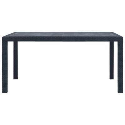 vidaXL طاولة حديقة أنثراسيت 150×90×72 سم بلاستيك بمظهر روطان