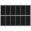 vidaXL مقسم غرفة 6-ألواح أسود 300×220 سم قماش