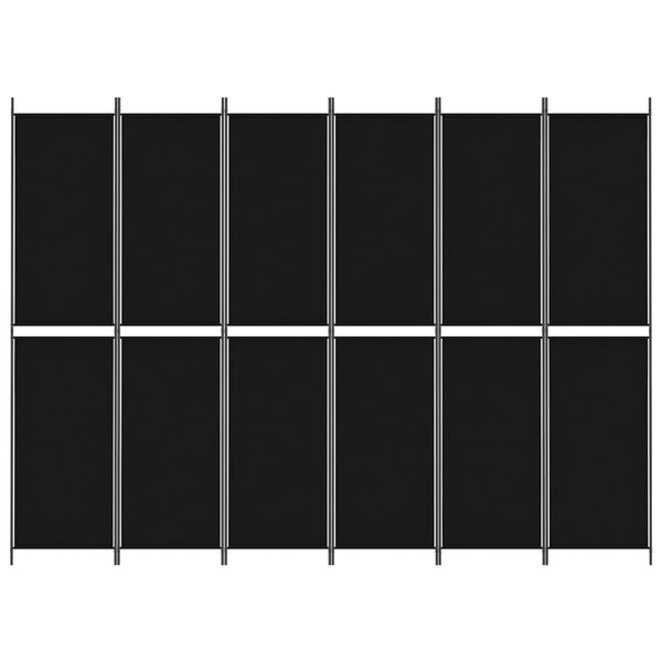 vidaXL مقسم غرفة 6-ألواح أسود 300×220 سم قماش
