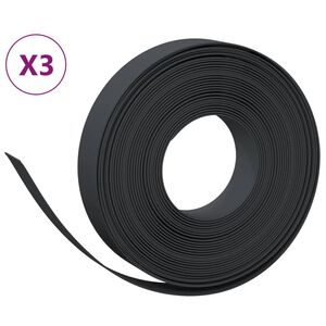 vidaXL سياجات حديقة 3 قطع لون أسود 10 م 10 سم بولي إيثيلين