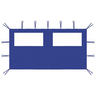 vidaXL جدران جازيبو جانبية مع نوافذ 2 ق 2×2.1 م أزرق 70 جم/م²