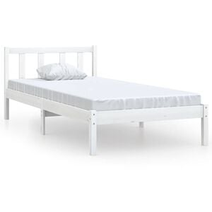vidaXL إطار سرير خشب صنوبر صلب أبيض 90&times;200 سم