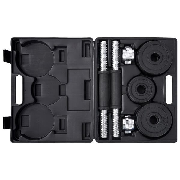 vidaXL طقم 19 قطعة أوزان دمبل 15 كغم حديد الزهر